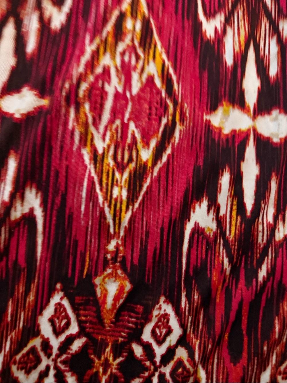 Bongo Burgundy Boho Maxi Dress M Ikat Festival Euro Summer Resort Vacation - Picture 7 of 7